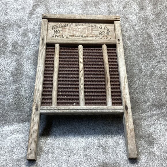 Antique National Washboard Co. No. 824 Wood & Metal Made In USA - Picture 7 of 16